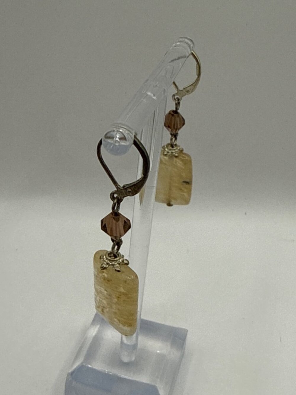 Premier Designs Sand Dune Quartz & Crystal Leverback Drop Earrings - Picture 3 of 8